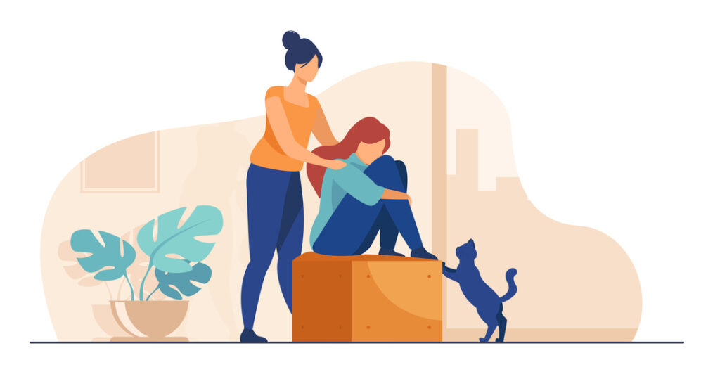 Mujer recibiendo ayuda